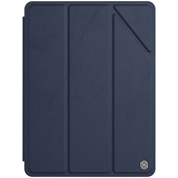 Кожаный чехол книжка синего цвета от Nillkin для iPad 10.2 (2019, 2020, 2021), серия Bevel Leather Case, функция пробуждения и сна