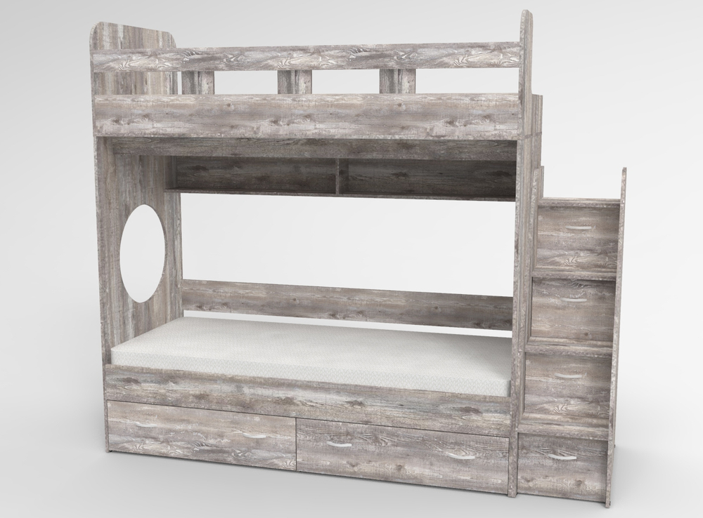 Трехъярусная кровать КарИВи Юниор  Бетон Бетон