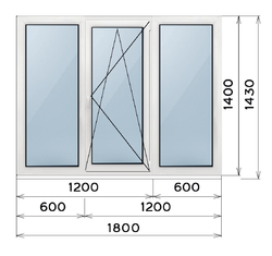 пластиковое окно 3-х створчатое