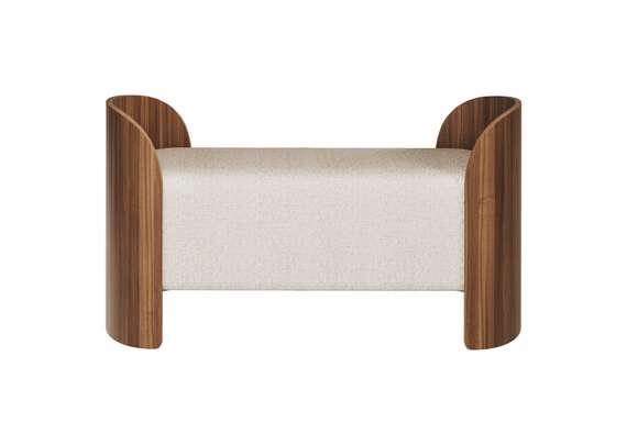 Банкетка Lagom 2 120 см (молочный рогожка, орех)