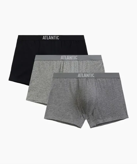 Трусы мужские боксеры (3шт) Atlantic Basic 3BMH-011, хлопок, черный + серый меланж + темно-серый меланж