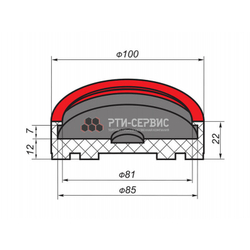 Резиновая накладка (РТИ-СЕРВИС 1020) для подъемников "Ravaglioli" (min)