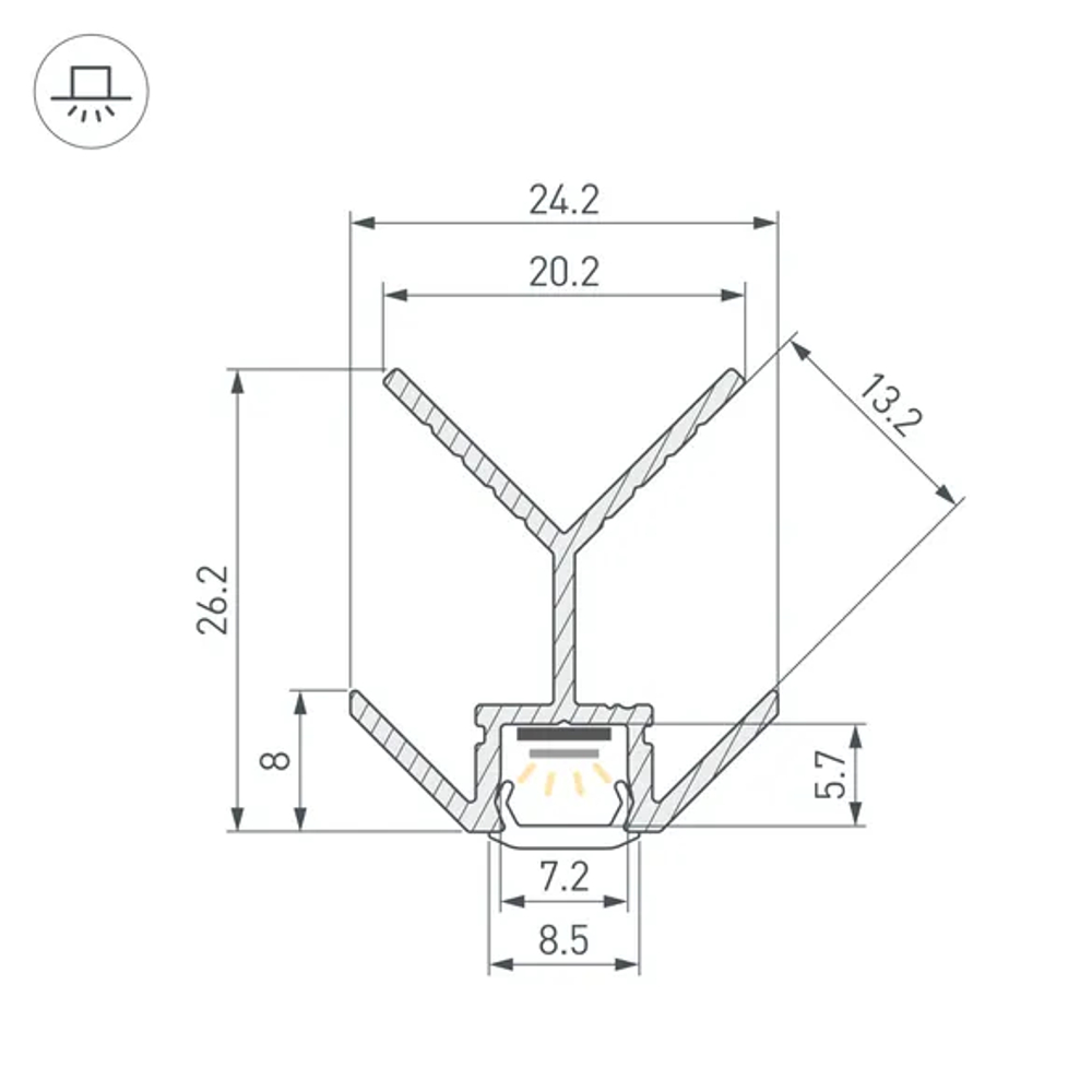 Профиль PIK-F-EXT-3000 (Arlight, Алюминий) 063387