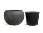 Кашпо TREEZ Effectory Stone Большая полусфера Тёмно-серый камень д-60 см, в-43 см 41.3319-01-025-GR-60