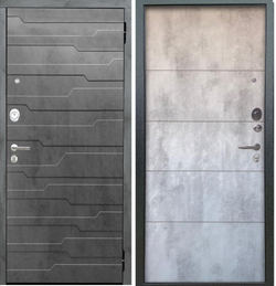 Входная дверь Аргус Люкс 3К 2П Техно бетон темный / Агат бетон светлый