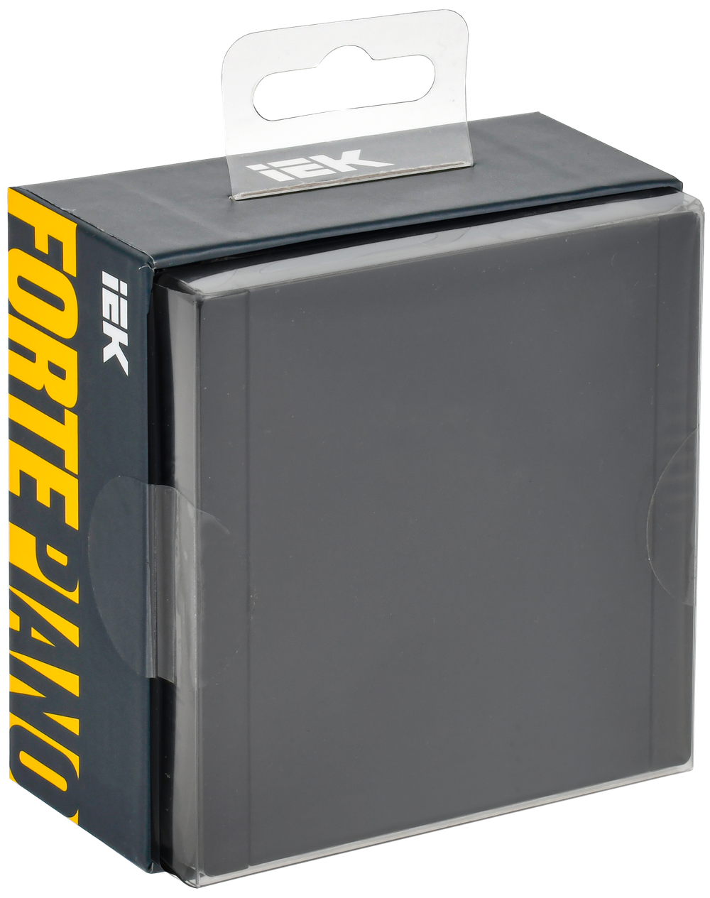 FORTE&PIANO Розетка 1-местная с заземлением с защитными шторками и крышкой безвинтовое крепление 16А IP44 FP119 черный IEK