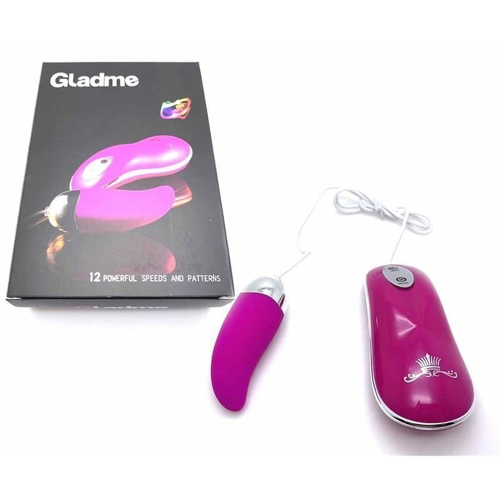 Вибро-пуля силиконовая с пультом управления Gladme (12 режимов вибрации) (Цвет: фиолетовый)