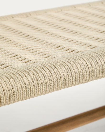 Скамейка Alipa из массива акации и веревки кремового цвета
