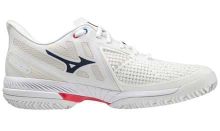 Мужские кроссовки теннисные Mizuno Wave Exceed Tour 5 CC - undyed white/spellbound/pace blue