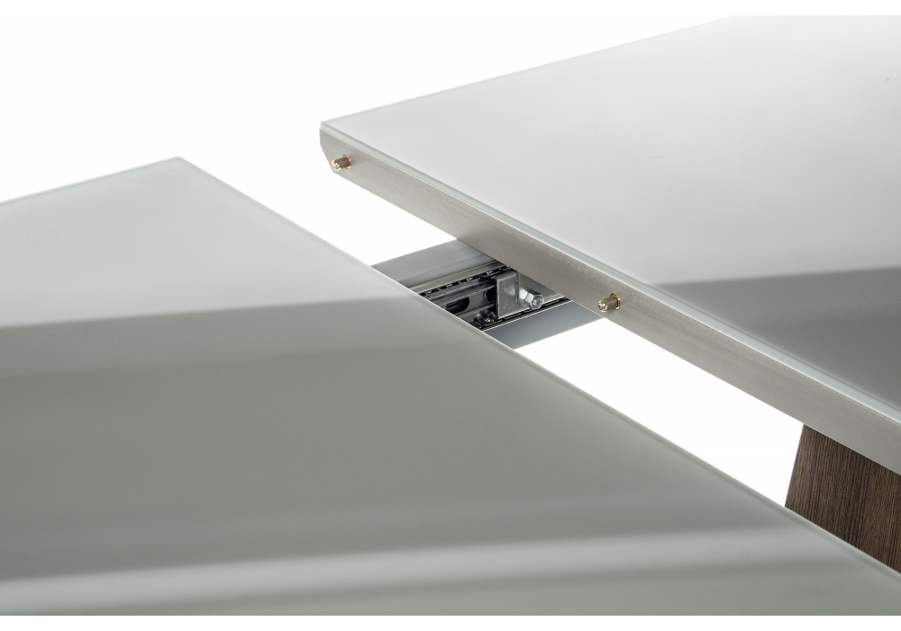 Стол стеклянный Woodville Петир серый, орех кантри