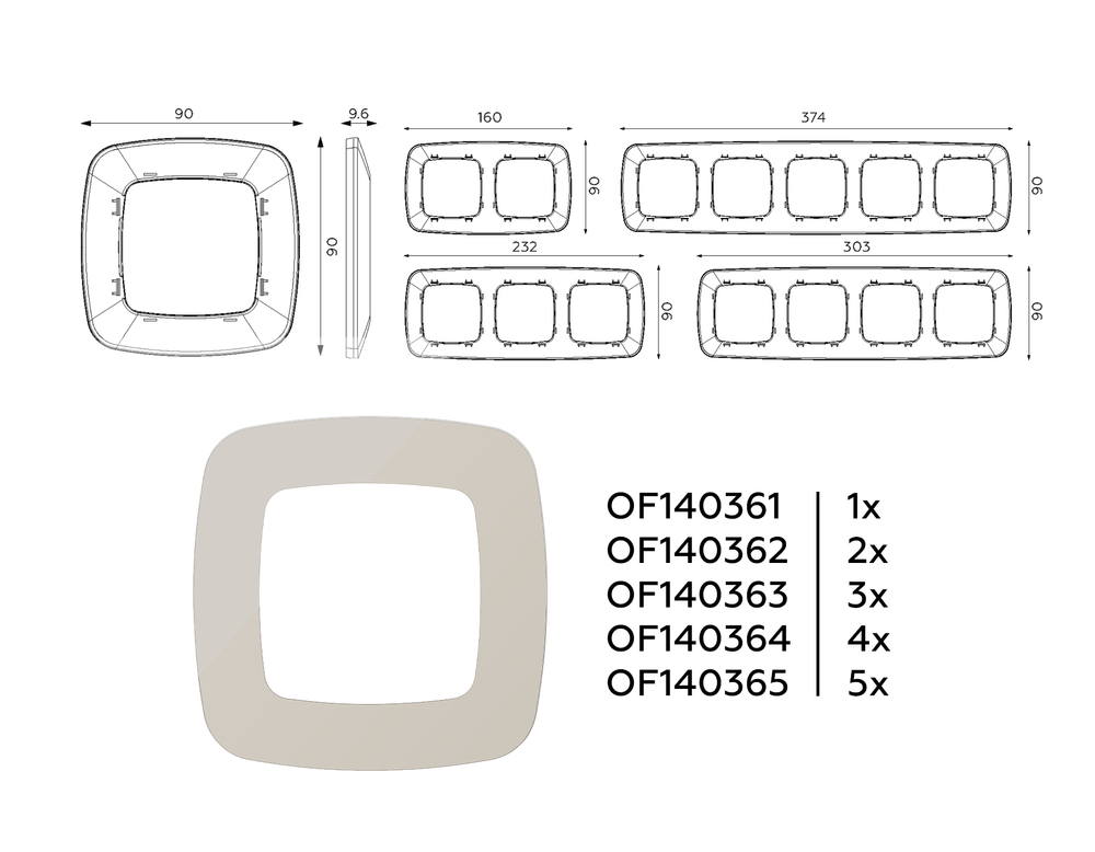 OF140361 Рамка OMEGA Ecta (Серо-бежевый матовый) 1-ая