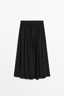 Massimo Dutti Плиссированная юбка миди, черный