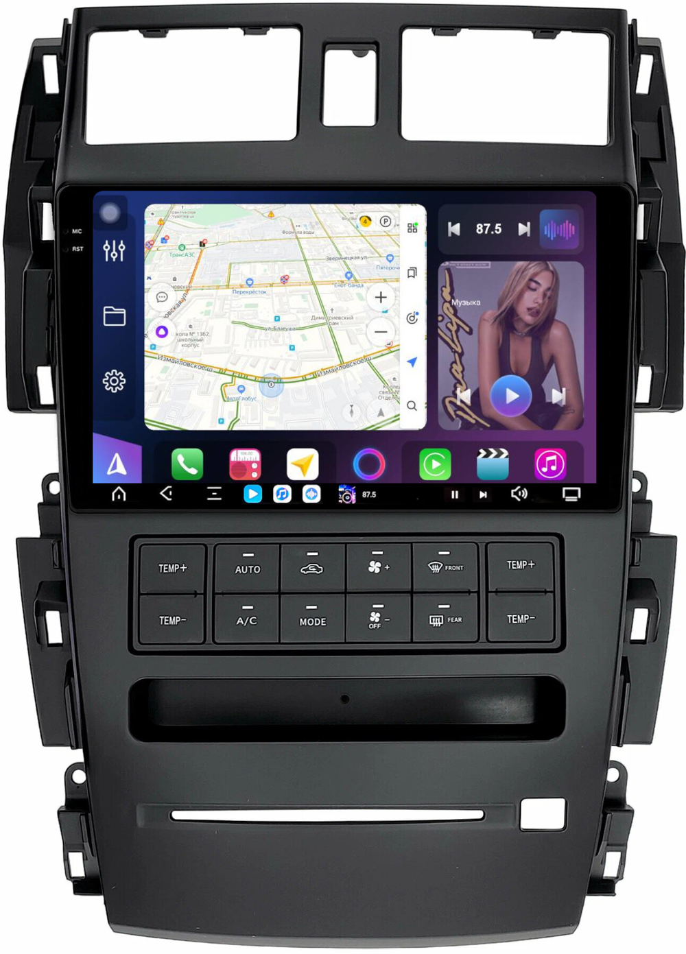 Магнитола для Nissan Teana J31 2003-2008 (большая рамка) - FarCar XXL9-9666F2 монитор 9.5" 2K QLED на Android 14, TS20, 8+256Гб, CarPlay, 4G SIM-слот