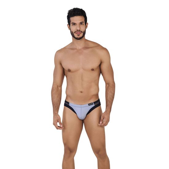 Мужские трусы слипы светло-серые с черными вставками Clever Moda AIR BRIEF 062113