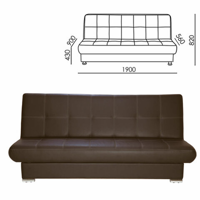 Диван мягкий раскладной «Модесто», 1900×900×820 мм, экокожа, коричневый.