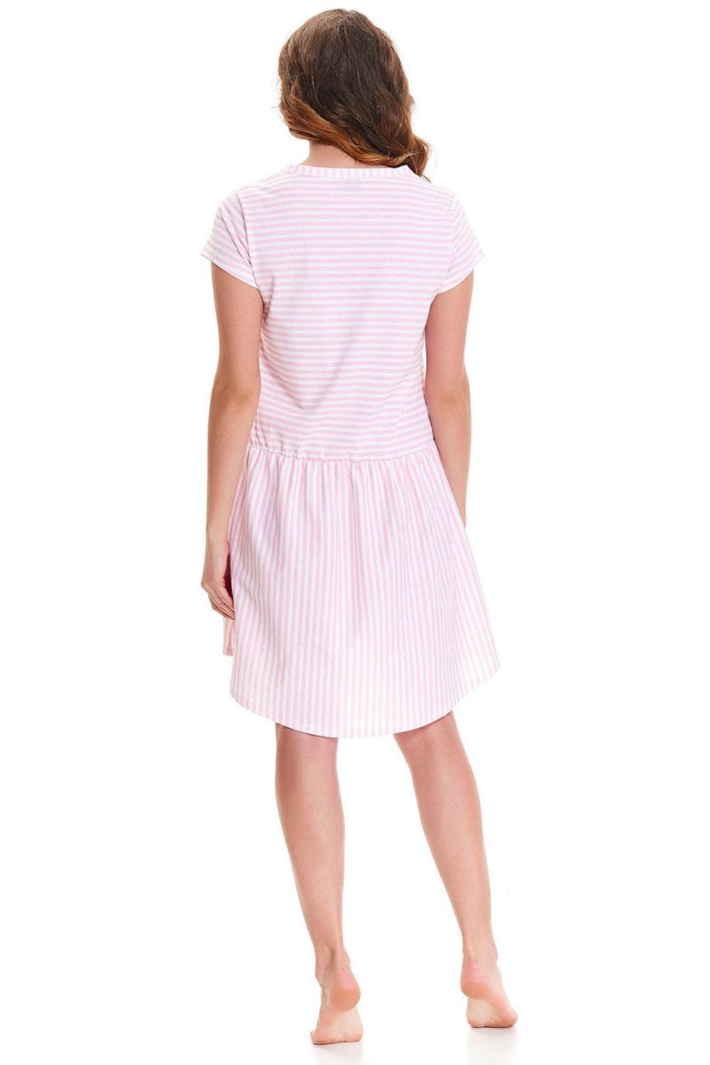 Сорочка свободного кроя в тонкую полоску (Размер: S) (Цвет: нежно-розовый)