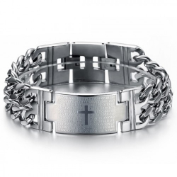 Массивный браслет мужской с молитвой Steelman mn00111