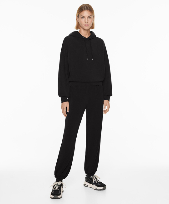 Oysho Толстовка из ткани с начесом, черный