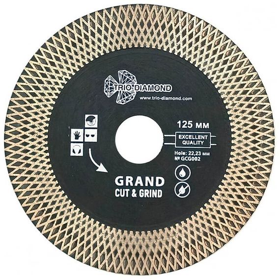 Диск алмазный по керамограниту и керамике Trio-Diamond Grand Cut&amp;Grind 125x22.2мм (GCG002)