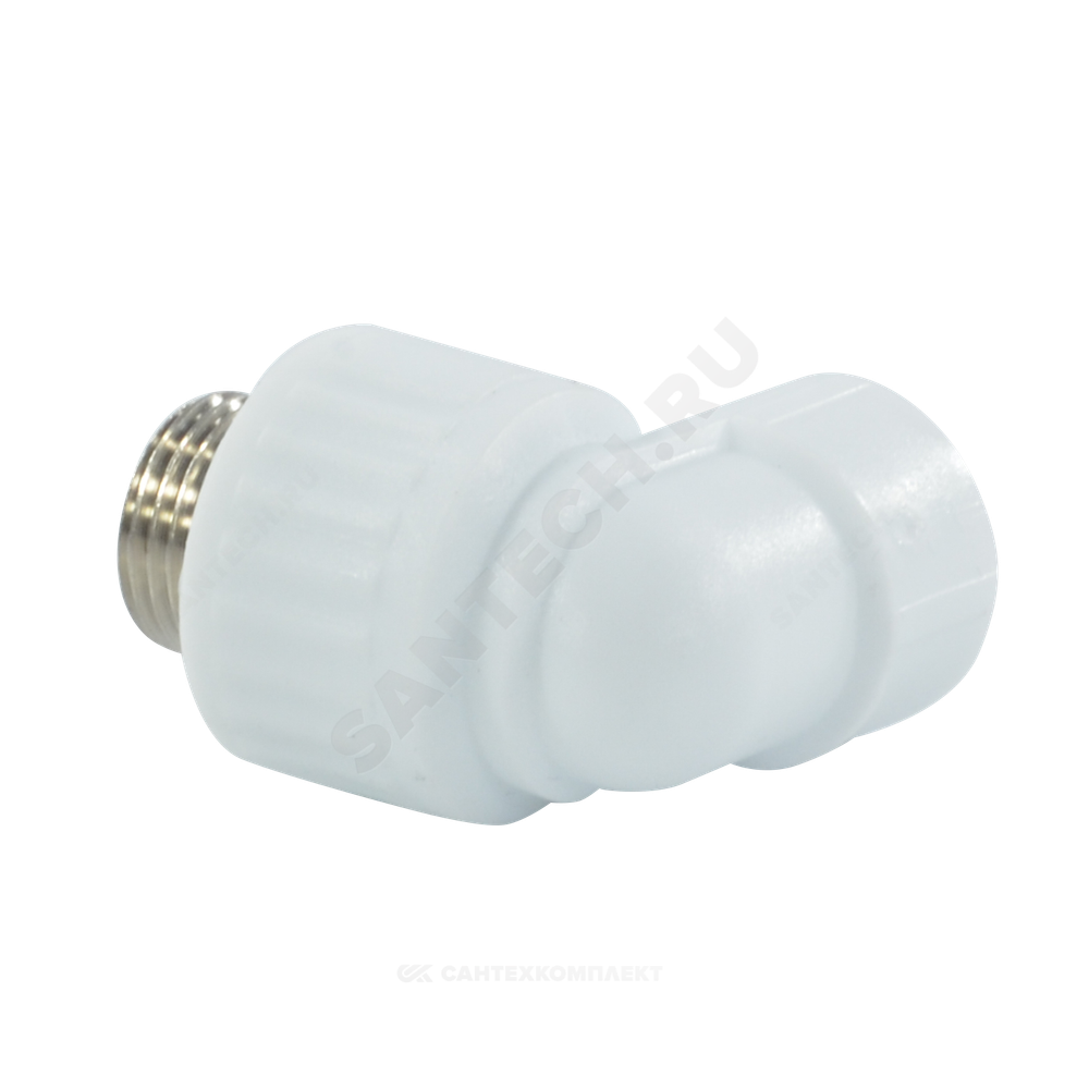 Угольник PP-R комбинированный белый Дн 20х3/4" НР VALFEX 10126220