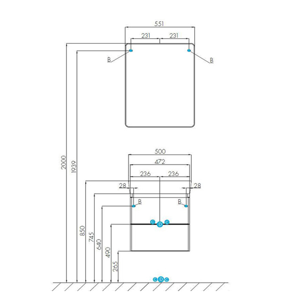 Тумба под раковину AQUATON Скай 50 подвесная, белая (1A238001SY010)