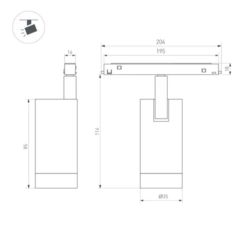 Светильник MAG-ORIENT-SPOT-R35-6W Warm2700 (BK, 24 deg, 48V) (Arlight, IP20 Металл, 5 лет) 049727