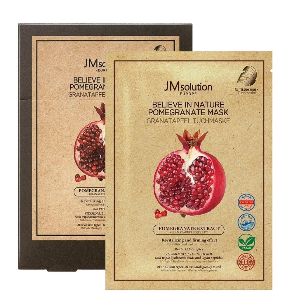 JMsolution Believe in Nature Pomegranate Mask тканевая маска с экстрактом граната для эластичности и оживления кожи