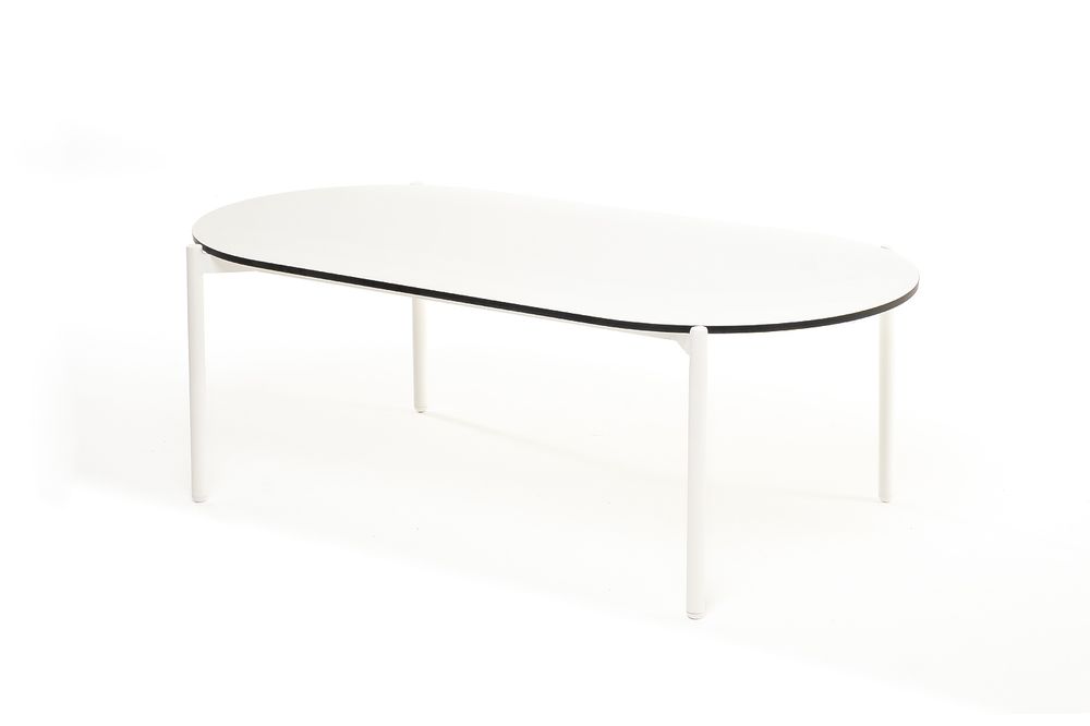 "Диего" журнальный стол из HPL 120х60 H40, каркас белый муар, цвет "молочный"