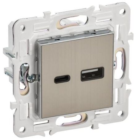 Розетка USB A+C 18Вт SKANDY SK-R13N никель IEK SK-U22-018-K50