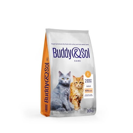 Сухой корм Buddy&Sol CARE ADULT с индейкой и уткой для взрослых кошек 10 кг