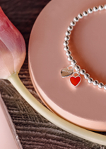 Браслет «Эластичный Хати» с ювелирной эмалью алого цвета