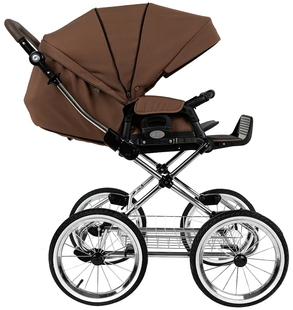 Детская коляска Roan Bass Next Classic d14 2.0 3 в 1 с автокреслом Pituso Baesa Pro Black,Beige Canopy BSNC/91/2 Mocha Mousse/Black/руч.Cappuccino