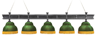 Лампа Президент Сильвер 5пл. ясень (Экс.2,бархат зеленый,бахрома желтая,фурнитура золото)