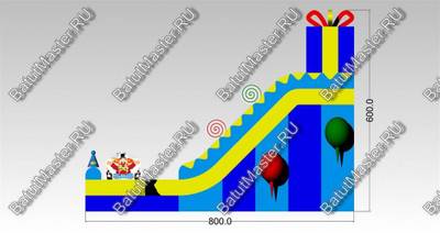 Надувной батут-горка "Подарок" 10*5*7 м