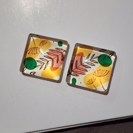 Принт, 12мм, квадрат, стеклянный кабошон