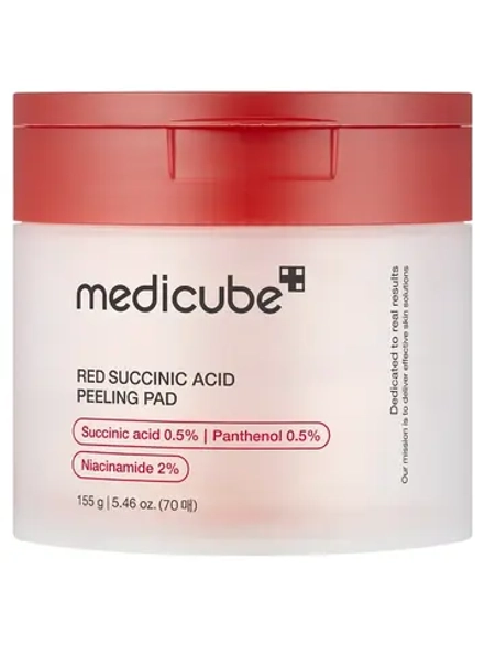 Medicube Отшелушивающие пэды с янтарной кислотой против пигментации Red Succinic Acid Peeling Pad 70 шт