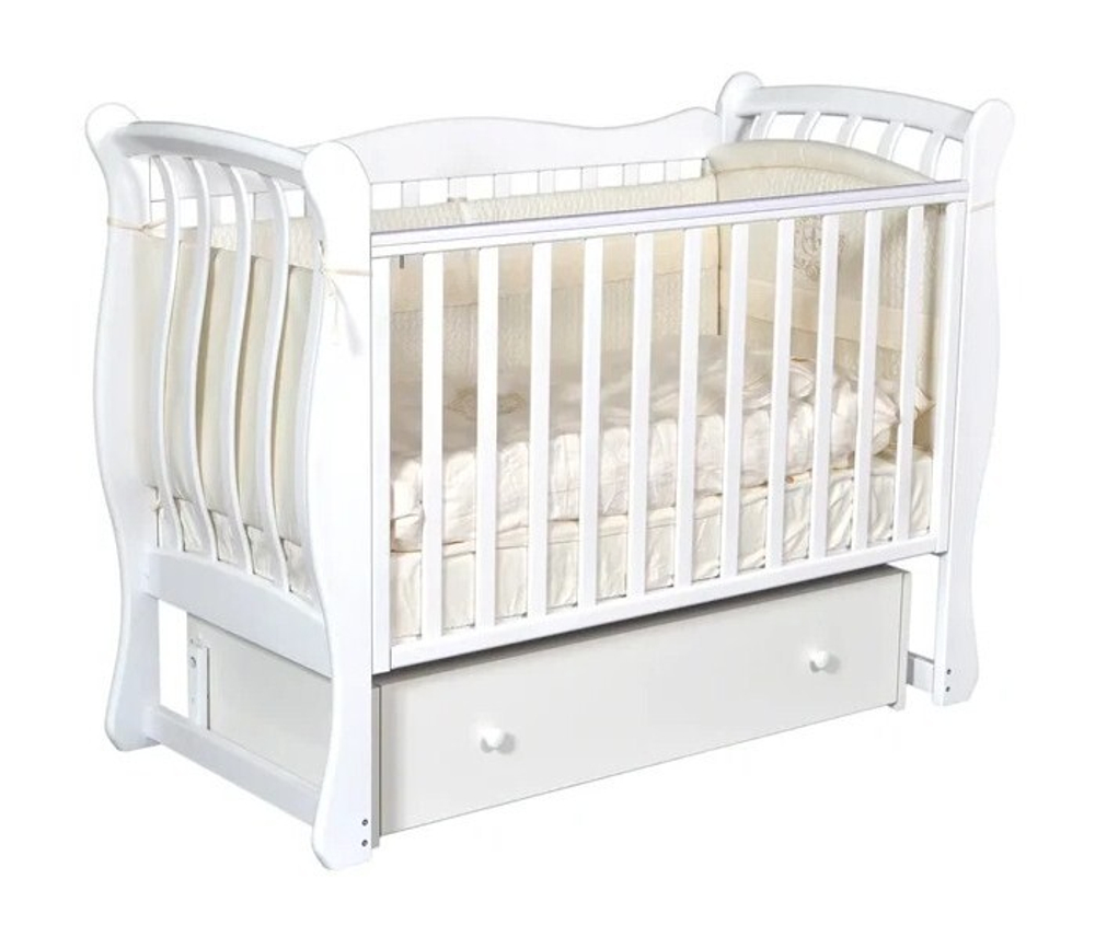 Кровать детская «Luiza» (3) автостенка, универсальный маятник (белый)