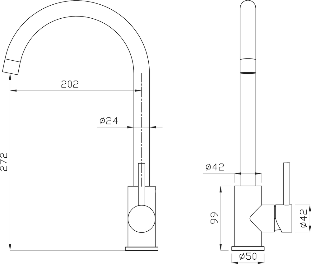 Смеситель для кухни Domaci Равенна DM-030922 нержавеющая сталь