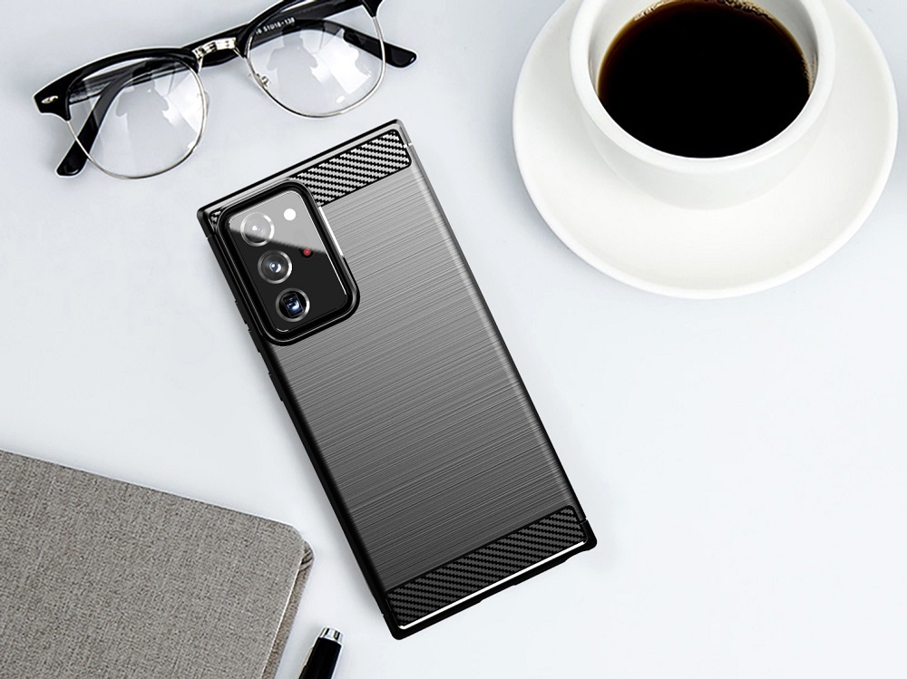 Чехол накладка в стиле карбон на Samsung Galaxy Note 20 Ultra, серия Carbon от Caseport