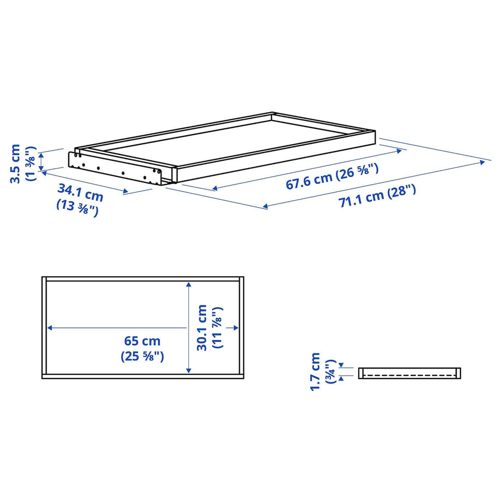 IKEA KOMPLEMENT  (ИКЕА КОМПЛЕМЕНТ)  -  Выдвижной поднос, белый, 75x35 см
