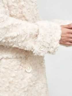 Шуба из шерсти мериноса чебурашка, молочная, SilverFox