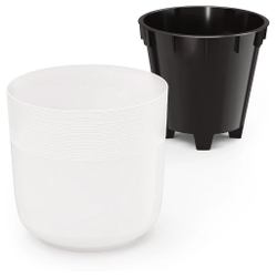 Горшок для цветов пластмассовый "Линель" 4,5л, д19см, h19см, со вставкой, белый