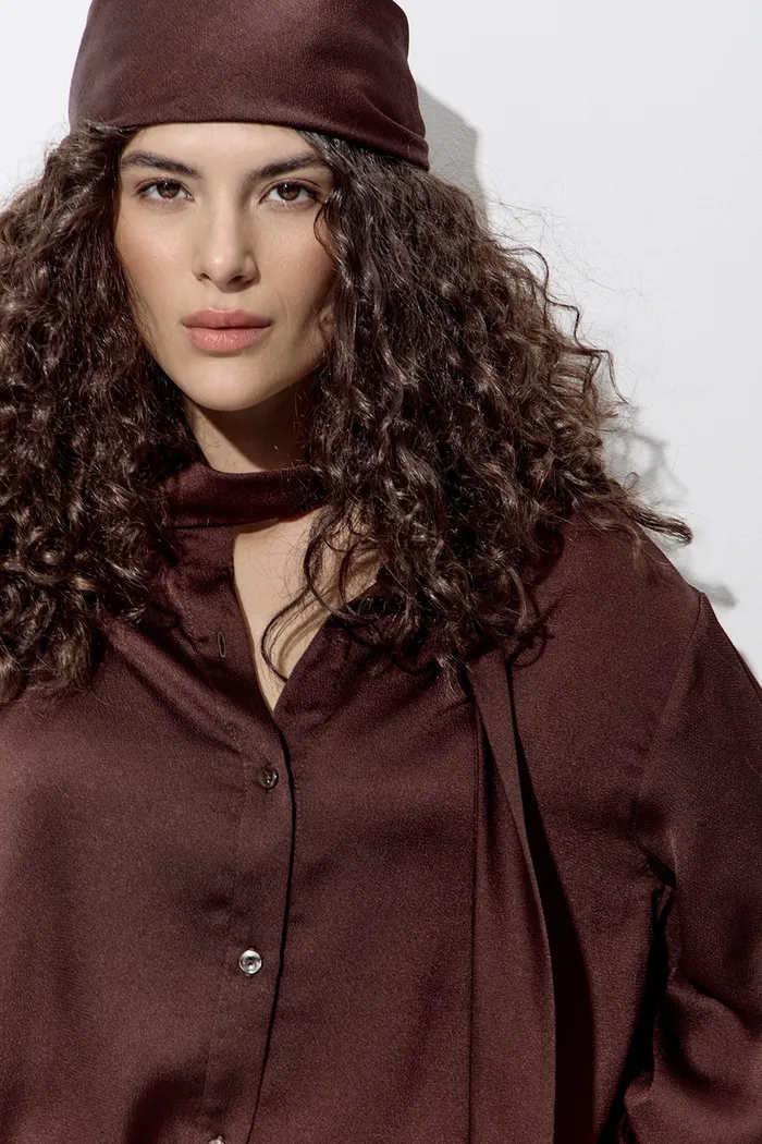 Блуза из шифона шоколадного цвета