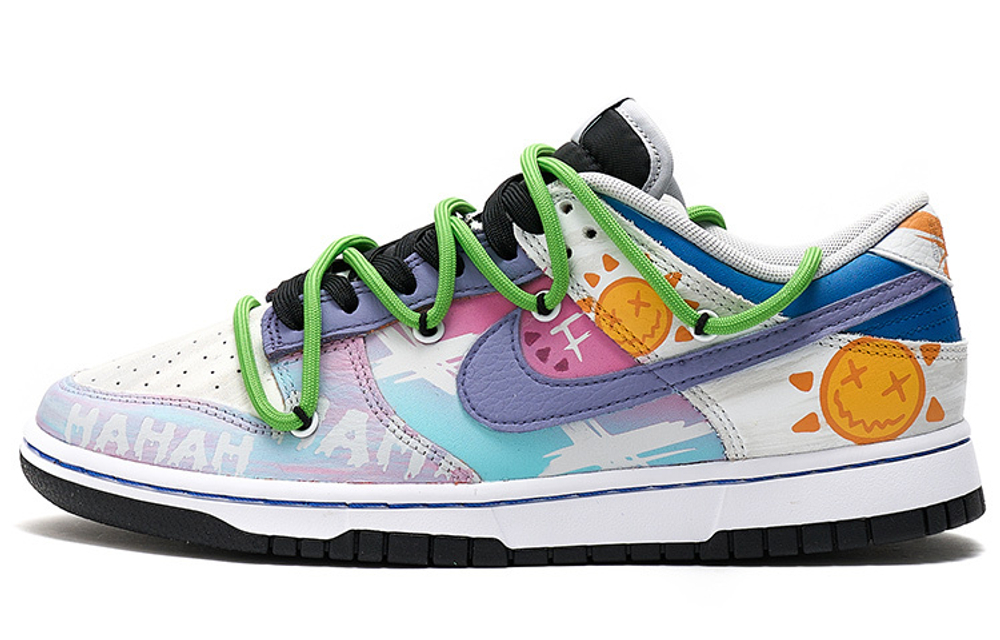 [Custom Shoes] NBA x Nike Dunk Low Panda Prank April Fool's Day Theme Deconstructing Sun Flowers Gradient Color Low Helper Shoes Men's White Purple