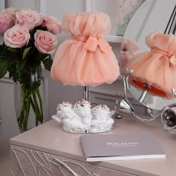 Настольная лампа Весёлые Купидоны Сильвер Мадлен Пудровый