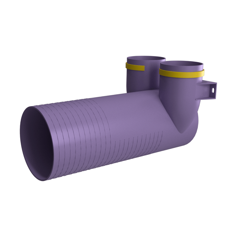 Присоединительная коробка VPP 125/75×2 на 2 выхода, угловая круглая