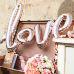 Фольгированный шар (41''/104 см) Фигура, Надпись "Love", Розовое Золото