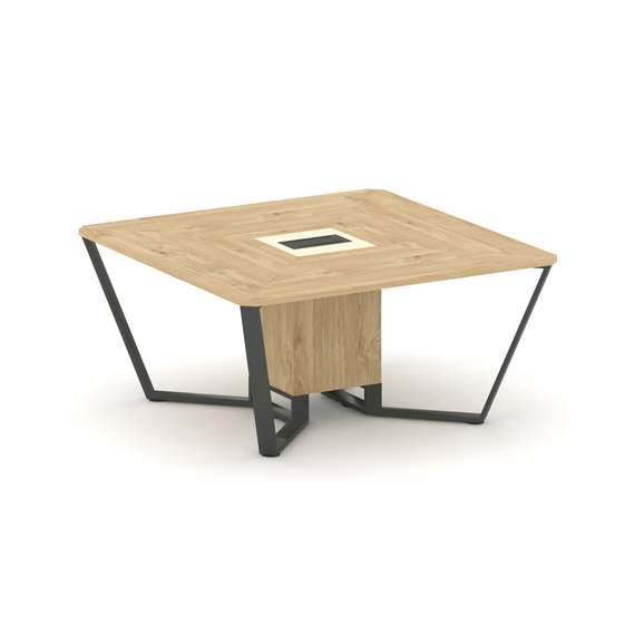 Steel Meet Стол переговорный квадратный KM-PR.B.SP-08 Тиквуд Светлый/Ваниль Глянец/Металл Антрацит 1