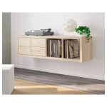 Стеллаж 4 ячейки с ящиками - IKEA KALLAX, 42х147 см, под беленый дуб, КАЛЛАКС ИКЕА