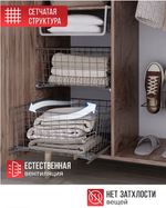 Выдвижная корзина 190*400*400 мм с роликовыми направляющими металлик серебристый (серый)